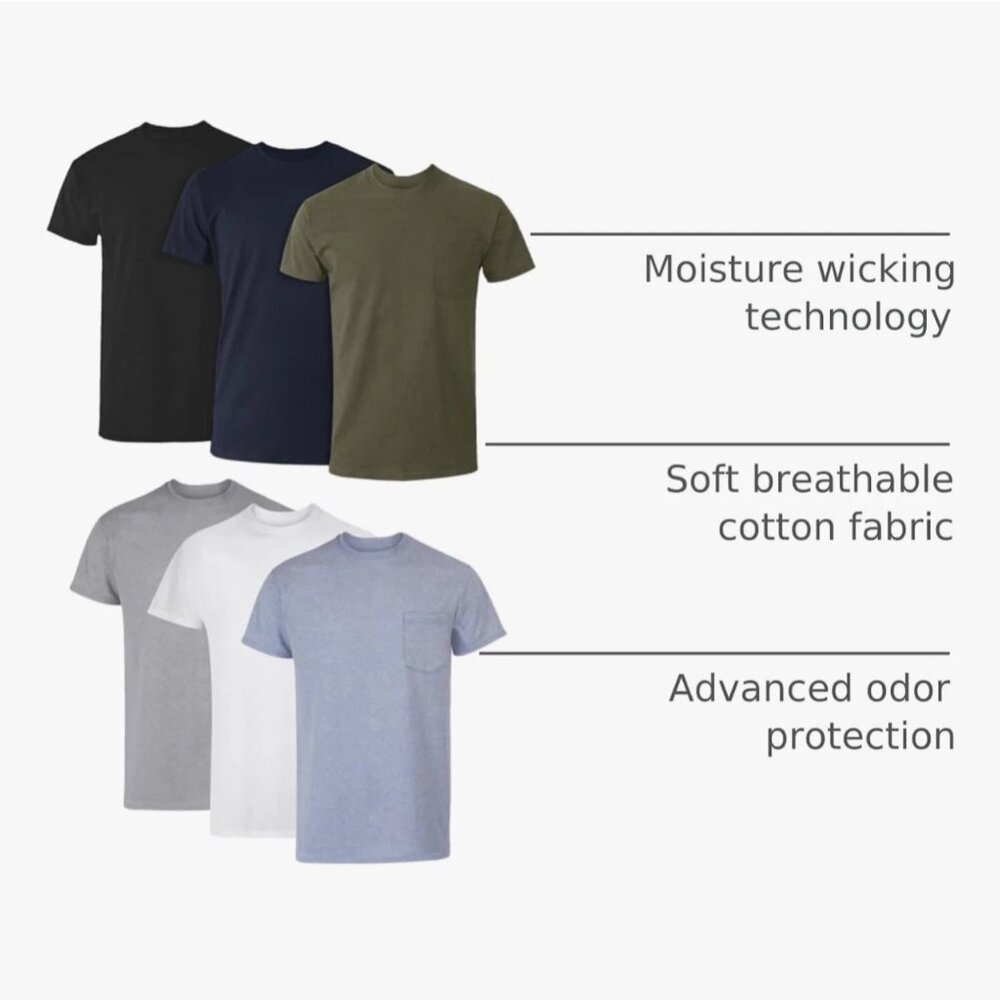 Hanes 6-Pack Pocket Tee Men's T-Shirt - Picture 3 of 9
